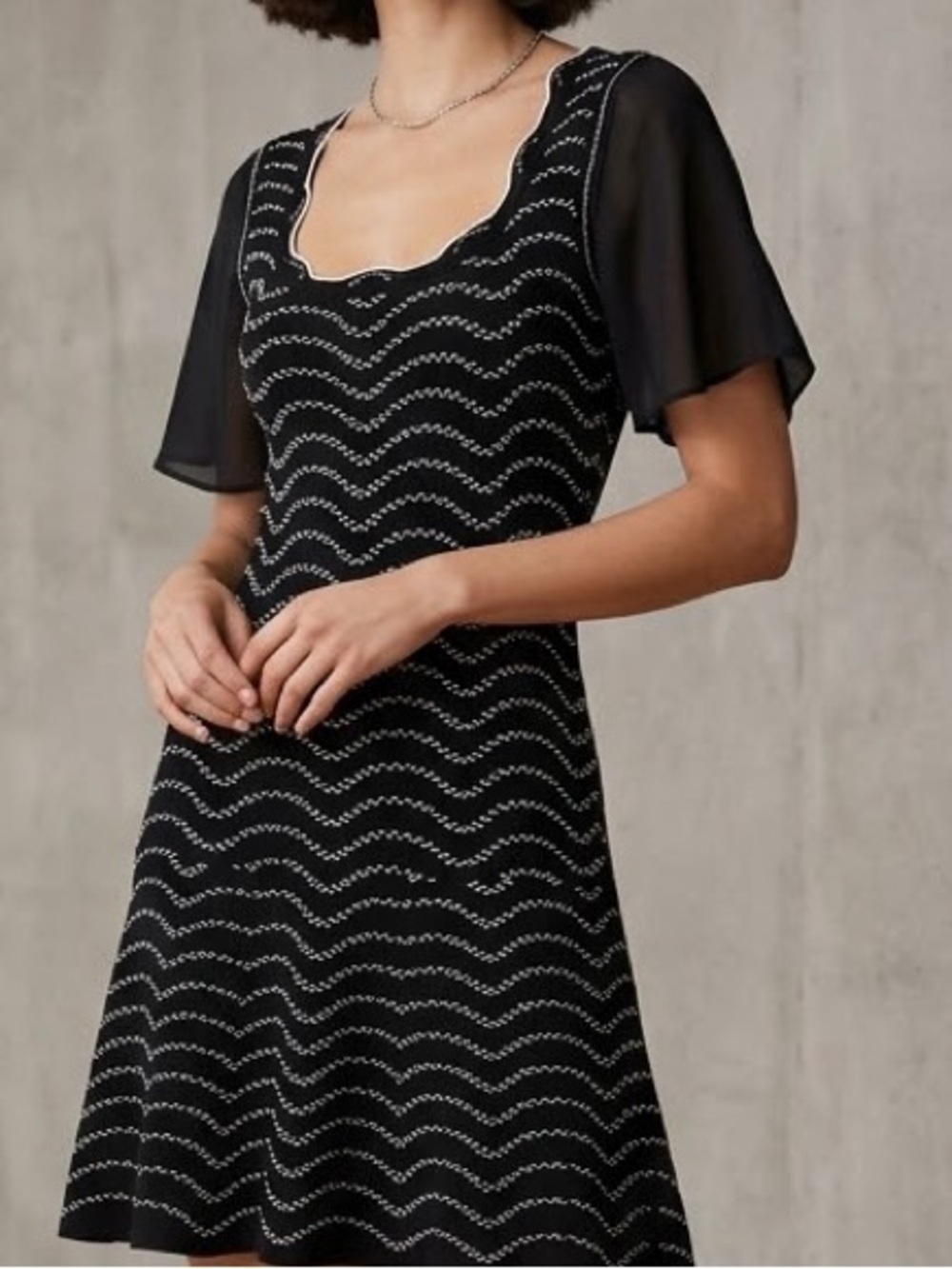 John + Jenn Scallop-Neck Short Sleeve Dress